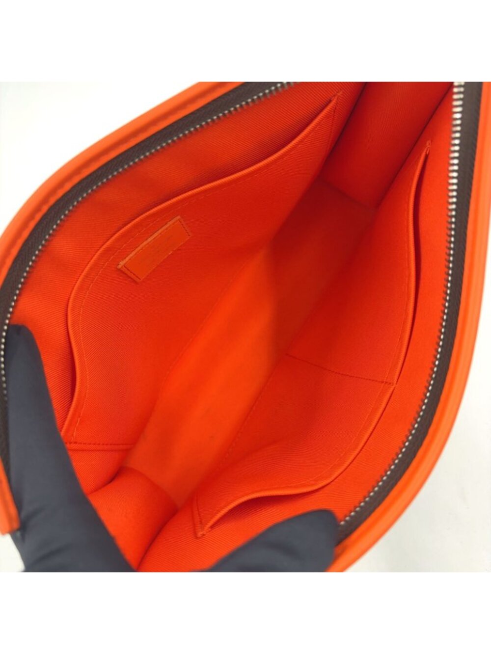 Louis Vuitton Pochette Voyage MM Monogram Macassar Leather Orange Brown Clutch - Picture 3 of 15